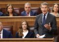 El presidente del PP, Alberto Núñez Feijóo, durante una sesión de control al Gobierno, en el Congreso.Marta Fernández - Europa Press
