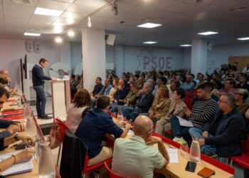 Miguel Ángel Gallardo, en el Comité Regional que ha ratificado su candidatura.PSOE EXTREMADURA