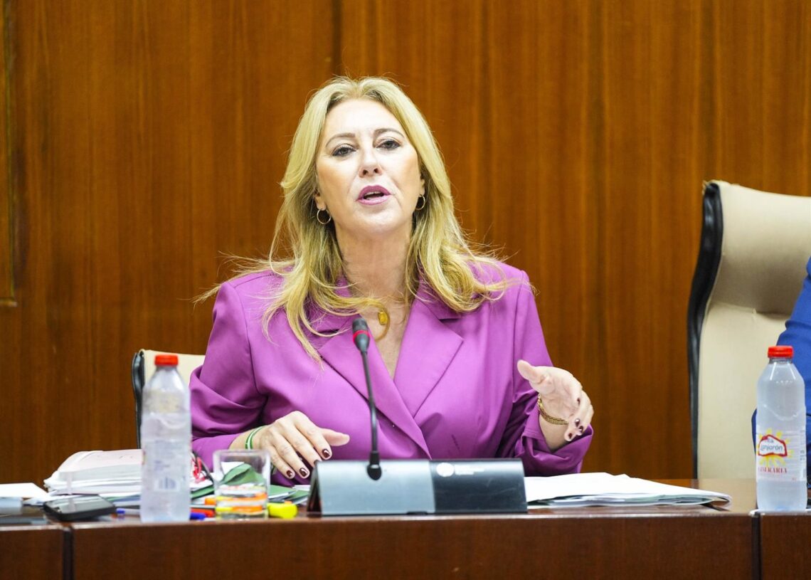 La consejera de Economía, Hacienda, Fondos Europeos y Diálogo Social, Carolina España, este viernes en comisión del ParlamentoJOAQUIN CORCHERO-PARLAMENTO DE ANDALUCÍA
