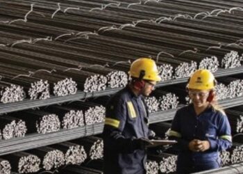 Archivo - Dos operarios de la acerera Gerdau.GERDAU - Archivo