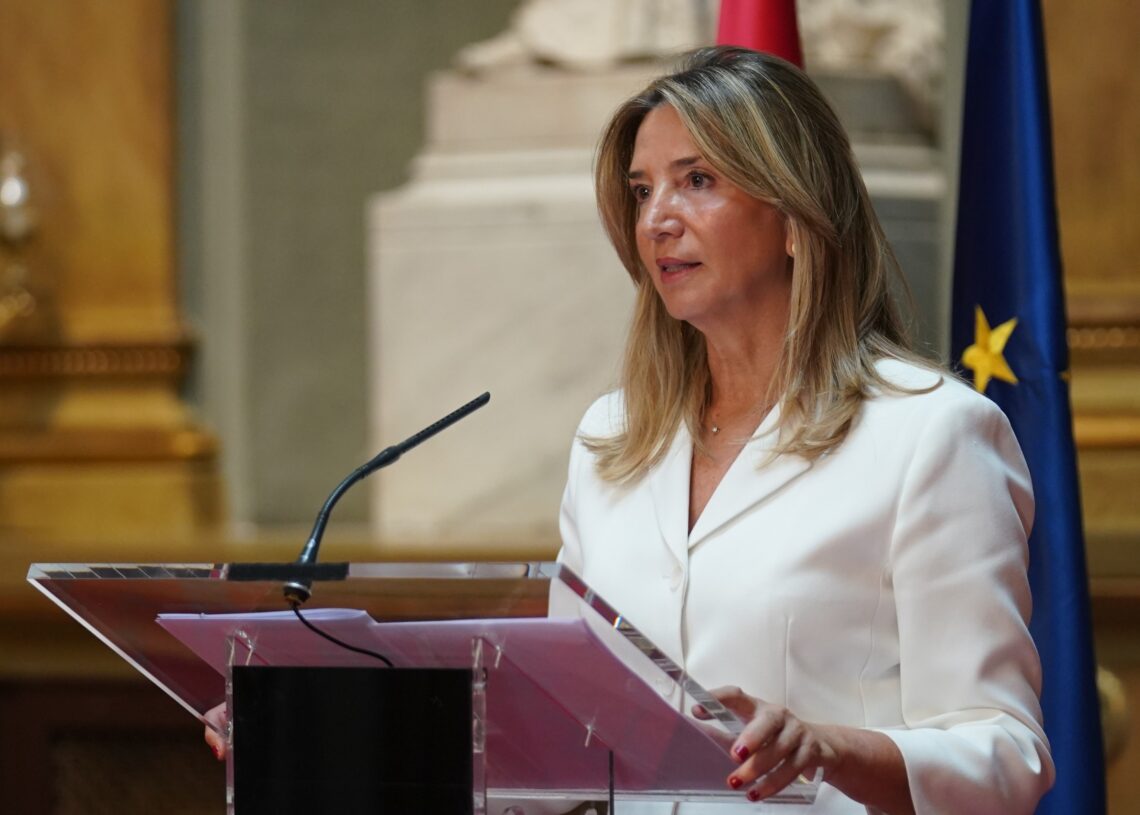 La portavoz del Grupo Popular en el Senado, Alicia García, durante una rueda de prensa en la Cámara Alta, el 13 de noviembre de 2025 | PP SENADO