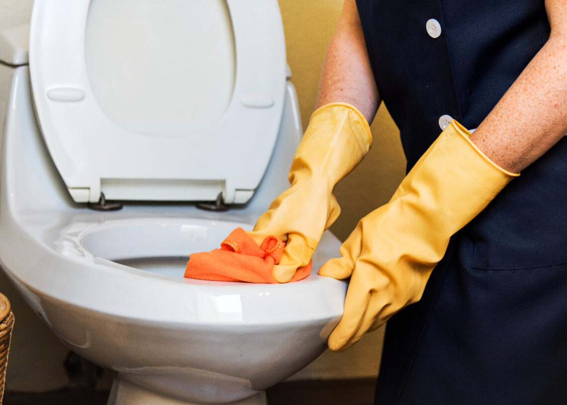 Una empleada de hogar limpia el baño de una casa. Piqsels.