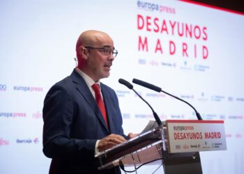 El Delegado del Gobierno en la Comunidad de Madrid, Francisco Martín Aguirre, durante un desayuno informativo organizado por Europa Press, en el Meeting Place, a 3 de noviembre de 2025, en Madrid (España).Fernando Sánchez - Europa Press