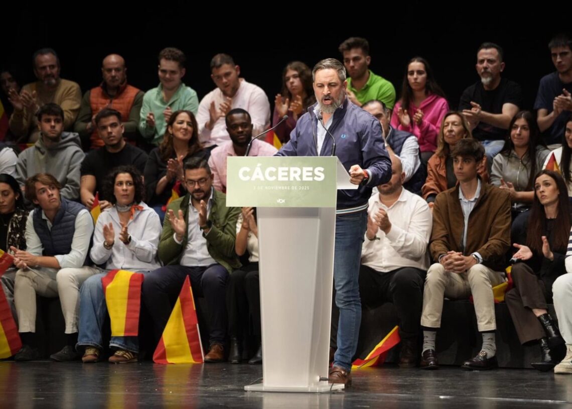 El presidente de Vox, Santiago Abascal, en un acto público en CáceresCARLOS CRIADO/ EUROPA PRESS