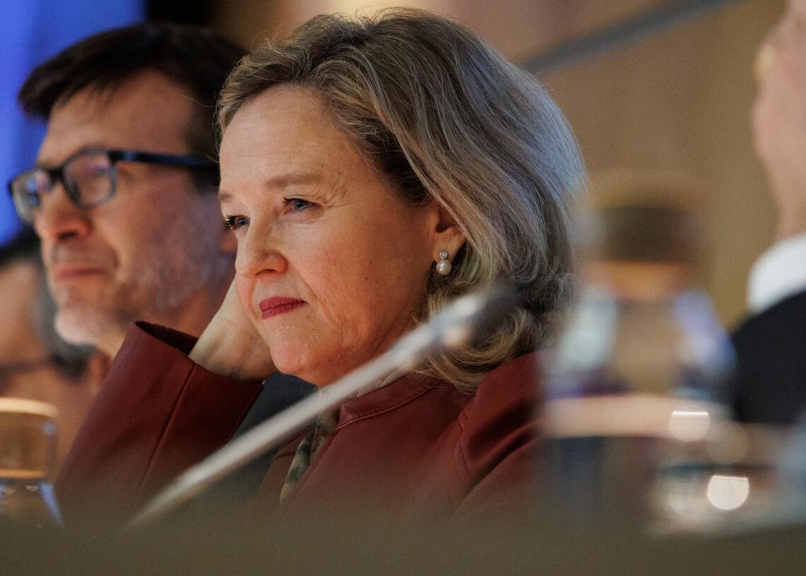 Archivo - La presidenta del Banco Europeo de Inversiones (BEI), Nadia Calviño, durante la presentación de los datos de la actividad del Grupo BEI en España en 2023, en la sede de la Comisión Europea en Madrid, a 1 de febrero de 2024, en Madrid (España). Alejandro Martínez Vélez - Europa Press - Archivo