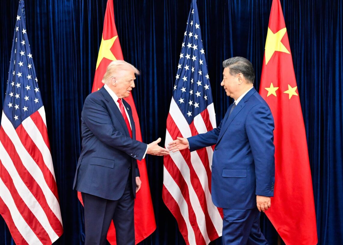 BUSAN, Oct. 30, 2025 -- Chinese President Xi Jinping meets with U.S. President Donald Trump in Busan, South Korea, Oct. 30, 2025.,Image: 1049189689, License: Rights-managed, Restrictions: , Model Release: no, Credit line: Shen Hong / Xinhua News / ContacShen Hong / Xinhua News / ContactoPhoto