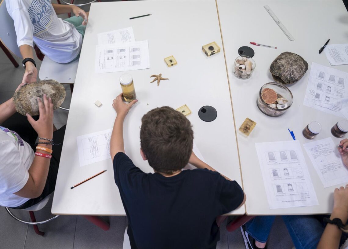 Archivo - Un niño en una mesa de un aula con distinto material escolar.A. Pérez Meca - Europa Press - Archivo