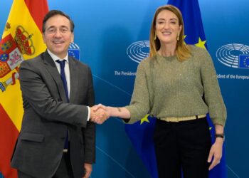 El ministro de Asuntos Exteriores, Unión Europea y Cooperación, José Manuel Albares, y la presidenta de la Eurocámara, Roberta Metsola, se reúnen en BruselasMINISTERIO DE ASUNTOS EXTERIORES