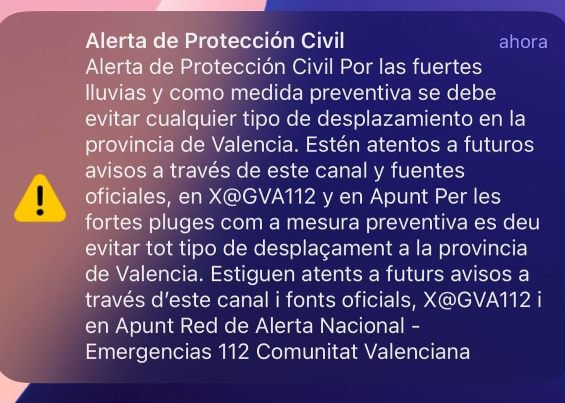 Archivo - Mensaje de ES-Alert del 29 de octubre de 2024EUROPA PRESS - Archivo