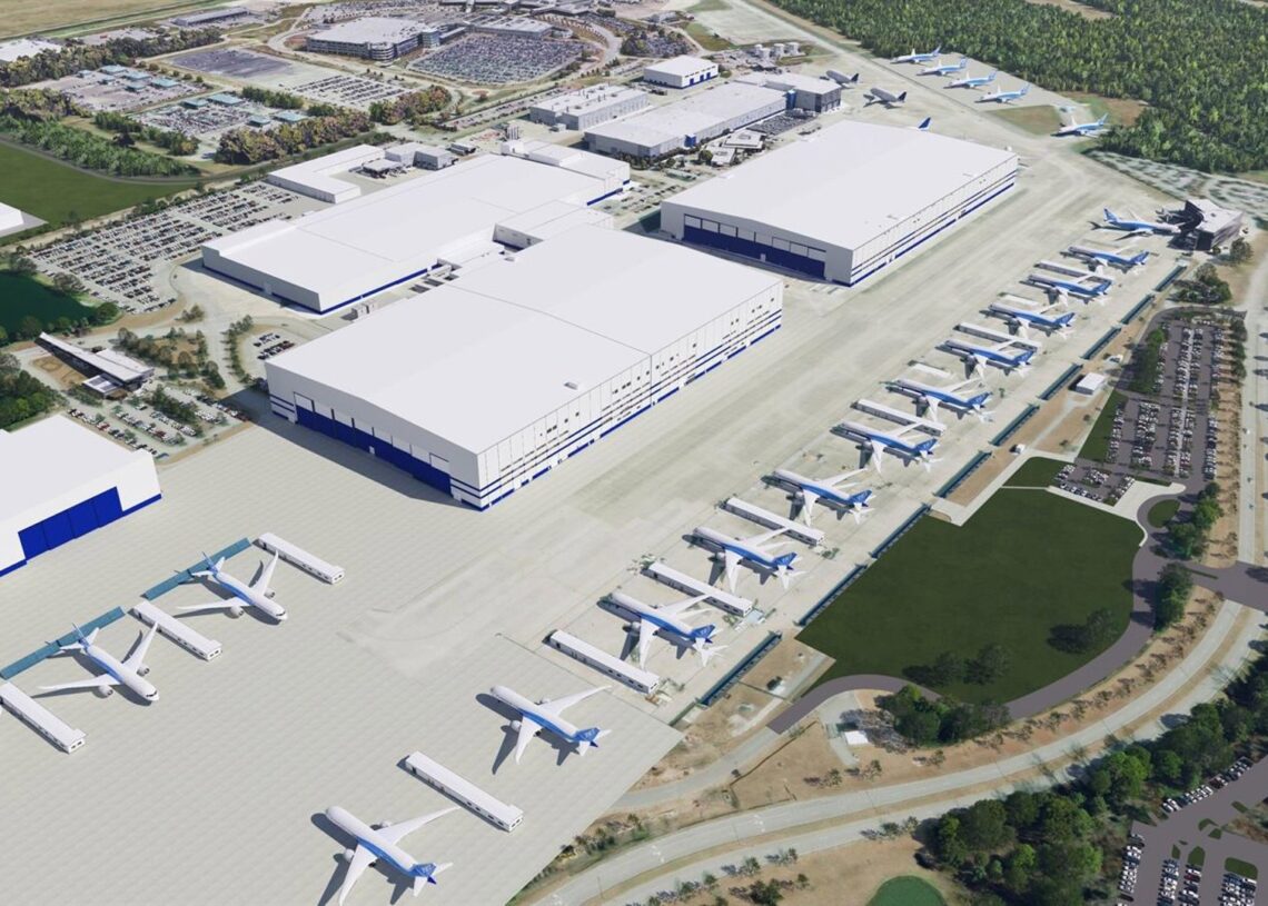 A rendering of Boeing’s Second 787 Final Assembly Building when complete (Credit: Boeing)TODD REED