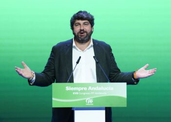 El presidente de la Región de Murcia, Fernando López Miras, este sábado durante su intervención en el XVII Congreso Autonómico del PP-A.FRANCISCO OLMO/EUROPA PRESS