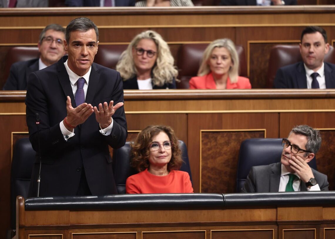 Imagen deel presidente del Gobierno, Pedro Sánchez, durante la sesión de control al Gobierno, en el Congreso de los Diputados.Eduardo Parra - Europa Press