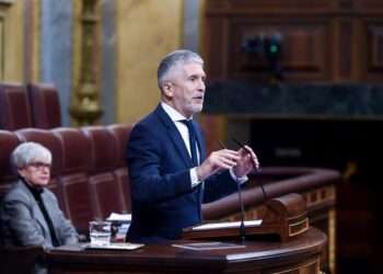 El ministro del Interior, Fernando Grande-Marlaska, interviene durante una sesión de control al Gobierno, en el Congreso de los DiputadosGustavo Valiente - Europa Press