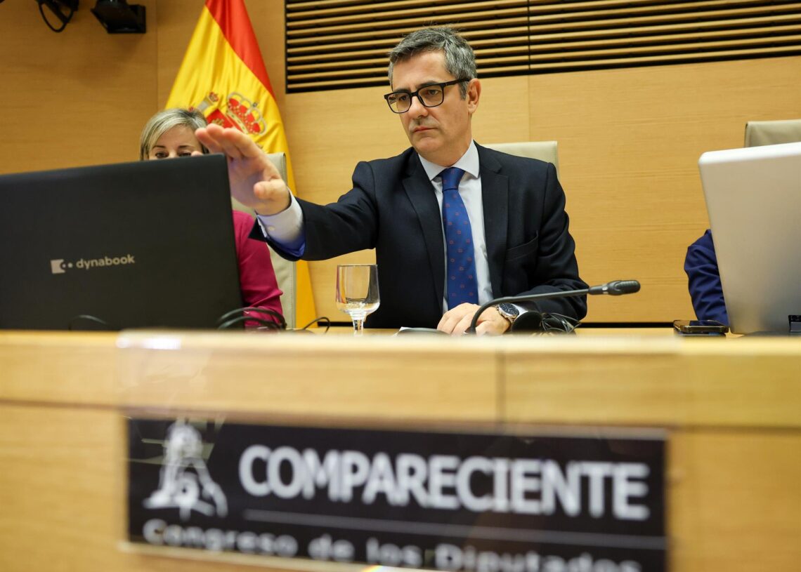 El ministro de la Presidencia, Justicia y Relaciones con las Cortes, Félix Bolaños, comparece ante la Comisión de Justicia, en el Congreso de los Diputados, a 14 de noviembre de 2025, en Madrid (España).Marta Fernández - Europa Press