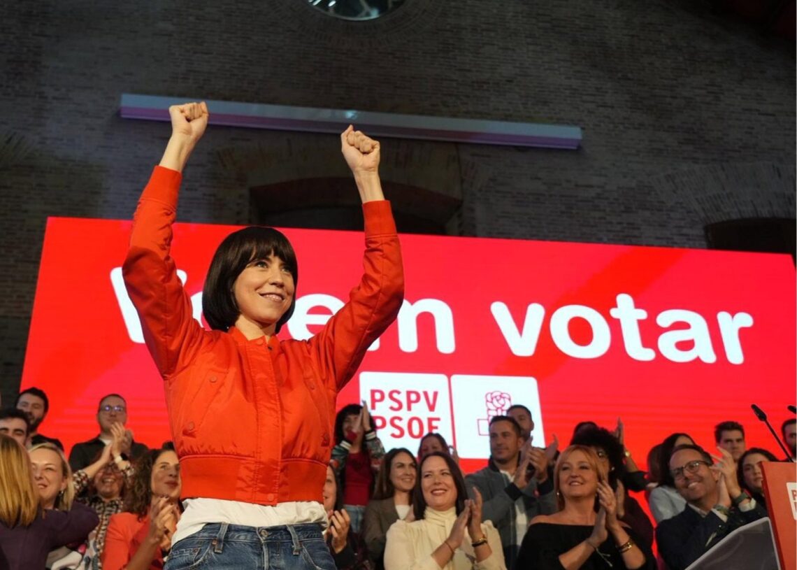La secretaria general del PSPV y ministra de Ciencia, Innovación y Universidades, Diana Morant, en el acto 'Volem votar'PSPV