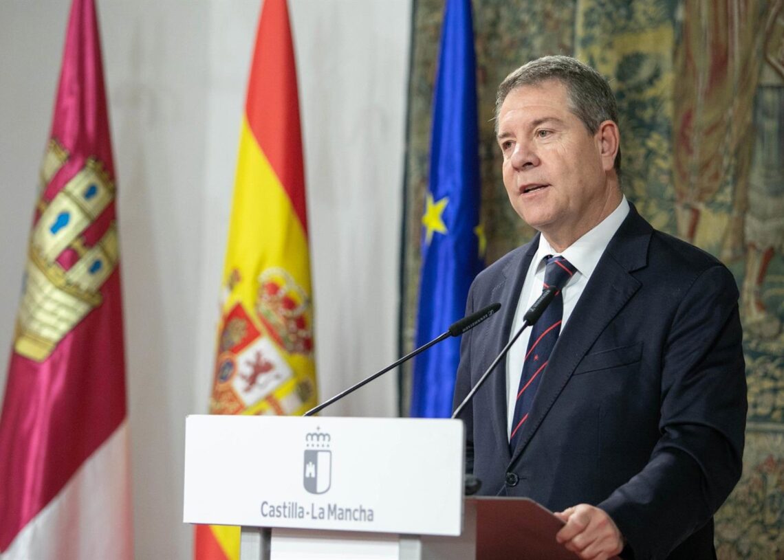 El presidente autonómico, Emiliano García-Page, presenta la Plataforma de Empleo de Castilla-La Mancha. En el Palacio de Fuensalida, sede de la Presidencia regional.PIEDAD LÓPEZ / JCCM