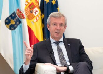 Archivo - El presidente de la Xunta de Galicia, Alfonso Rueda, durante una entrevista para Europa Press.César Arxina - Europa Press - Archivo