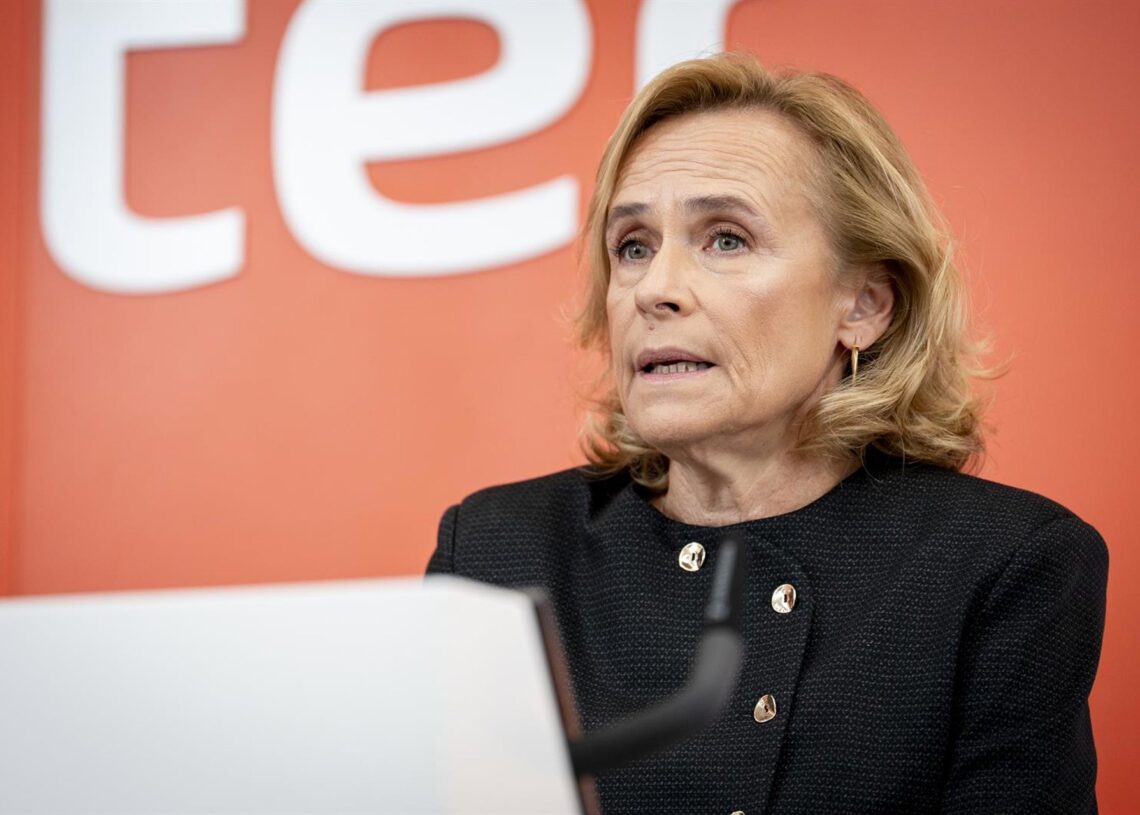 La consejera delegada de Bankinter, Gloria Ortiz, durante una rueda de prensa, en la sede de Bankinter, a 23 de octubre de 2025, en Madrid (España). A. Pérez Meca - Europa Press