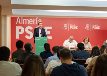 El secretario general del PSOE de Almería, José María Martín, durante la Comisión Ejecutiva Provincial.PSOE