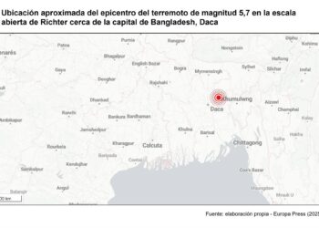 Terremoto de magnitud 5,7 en la escala abierta de Richter cerca de la capital de Bangladesh, DacaEUROPA PRESS