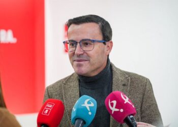 El candidato socialista a la Presidencia de la Junta de Extremadura, Miguel Ángel Gallardo, en declaraciones a los mediosPSOE DE EXTREMADURA