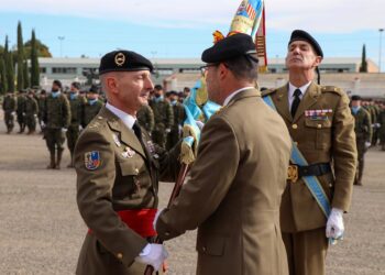 El general Francisco Javier Calero Perea toma el mando de la Brigada Aragón I en la Base San Jorge.MINISTERIO DE DEFENSA.