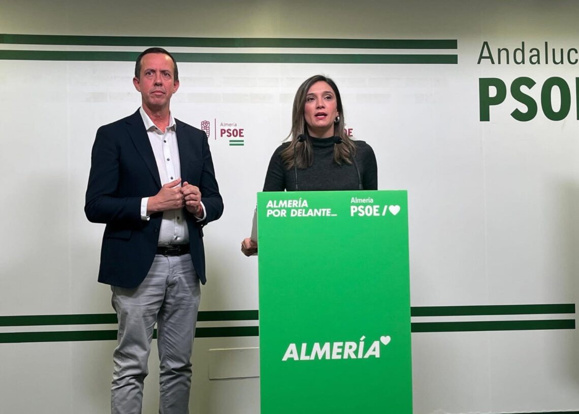 La vicesecretaría general del PSOE-A y portavoz parlamentaria, María Márquez, este lunes en rueda de prensa en Almería.EUROPA PRESS