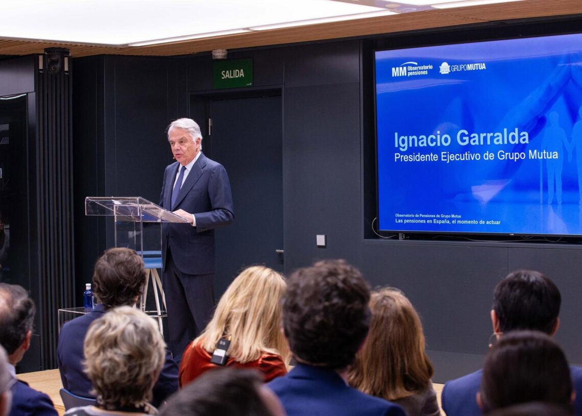 El presidente del Grupo Mutua Madrileña, Ignacio Garralda, durante el Observatorio de Pensiones organizado por la entidad, a 25 de noviembre de 2025, en Madrid (España).MUTUA MADRILEÑA