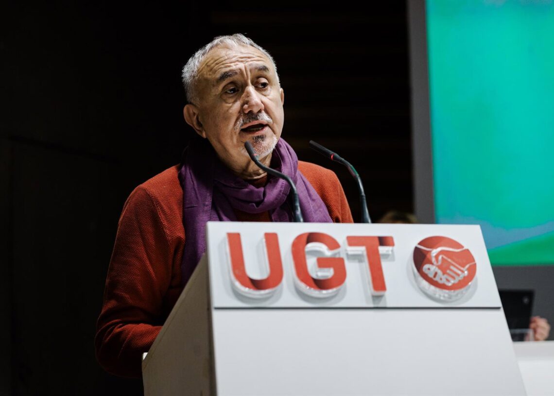 El secretario general de UGT, Pepe Álvarez, durante el II Comité Confederal de UGT, a 26 de noviembre de 2025, en Madrid (España). El II Comité Confederal tras el 44º Congreso se celebra en el marco del ERE presentado por Telefónica que implicaría el despCarlos Luján - Europa Press