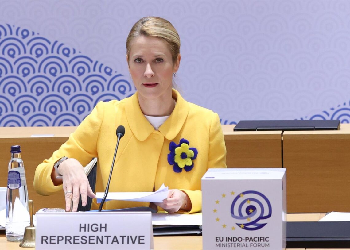 La Alta Representante de la Unión Europea para Política Exterior, Kaja Kallas, interviene en el foro ministerial entre la UE y el Indopacífico.FRANCOIS LENOIR // EUROPEAN COUNCIL