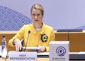 La Alta Representante de la Unión Europea para Política Exterior, Kaja Kallas, interviene en el foro ministerial entre la UE y el Indopacífico.FRANCOIS LENOIR // EUROPEAN COUNCIL