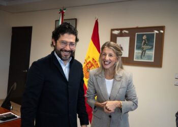 La vicepresidenta Yolanda Díaz se ha reunido con el ministro de Trabajo y Previsión Social de México, Marath Bolaños, en Ciudad de México.MINISTERIO DE TRABAJO