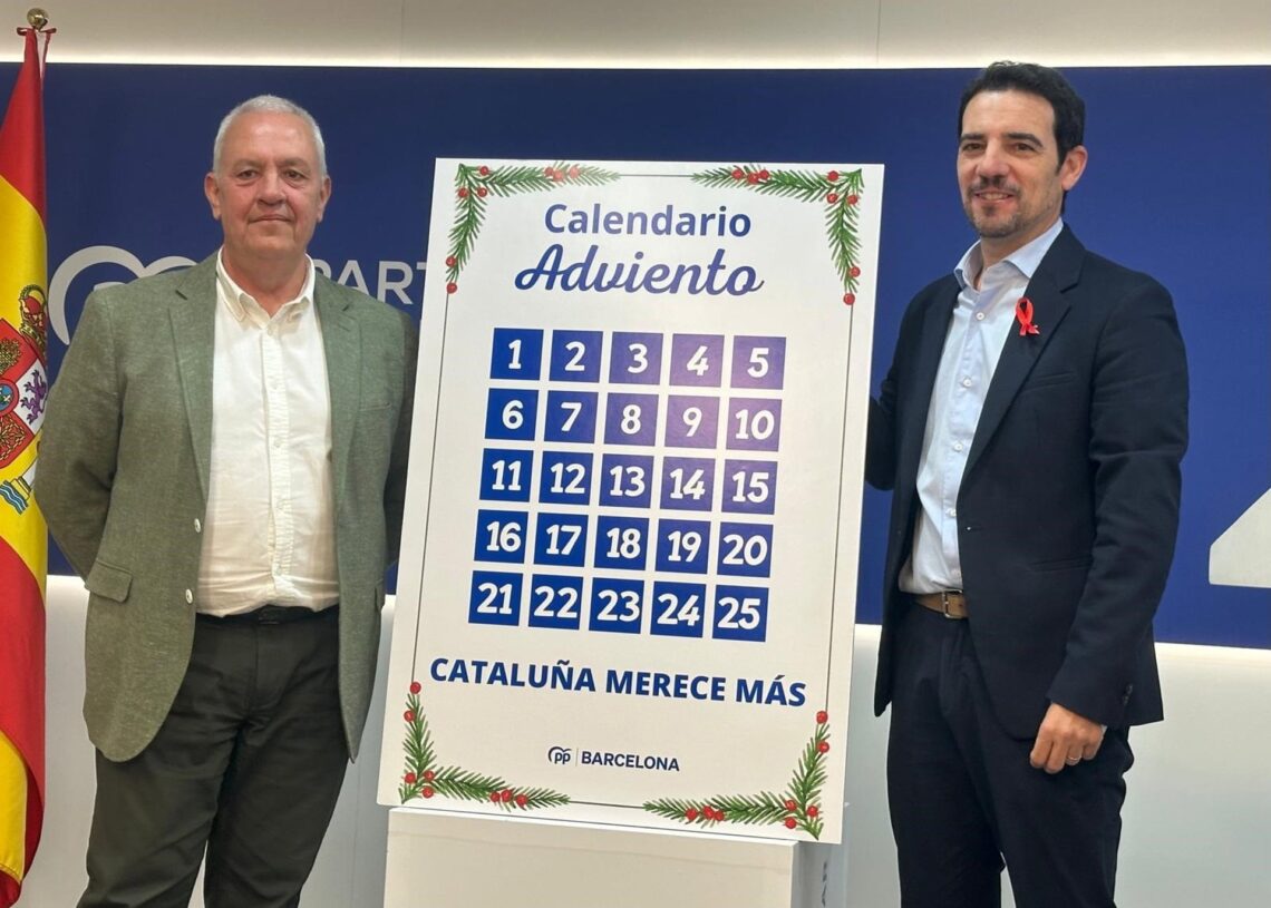 El secretario general del PP catalán, Santi Rodríguez, con el presidente del PP de la provincia de Barcelona, Manu ReyesEUROPA PRESS