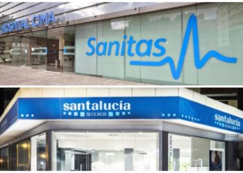 Archivo - Logos de Sanitas y SantalucíaSANITAS, SANTALUCÍA - Archivo