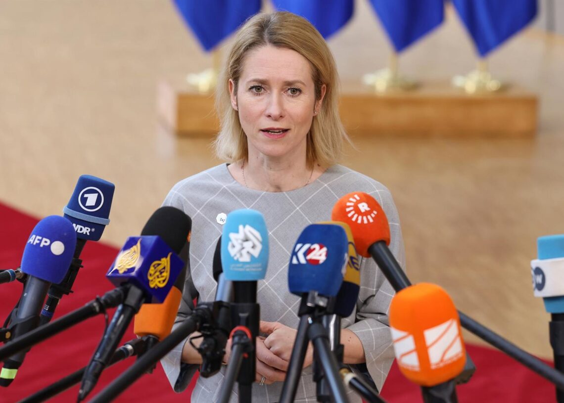 Archivo - La Alta Representante de la UE, Kaja Kallas, en declaraciones en Bruselas.Frederic Garrido-Ramirez/Europea / DPA - Archivo