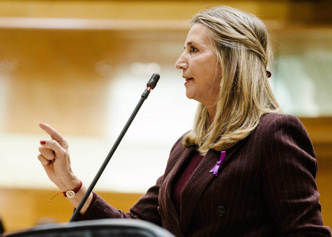 La portavoz del PP en el Senado, Alicia García, interviene durante una sesión plenaria en el Senado, a 25 de noviembre de 2025, en Madrid (España).Carlos Luján - Europa Press