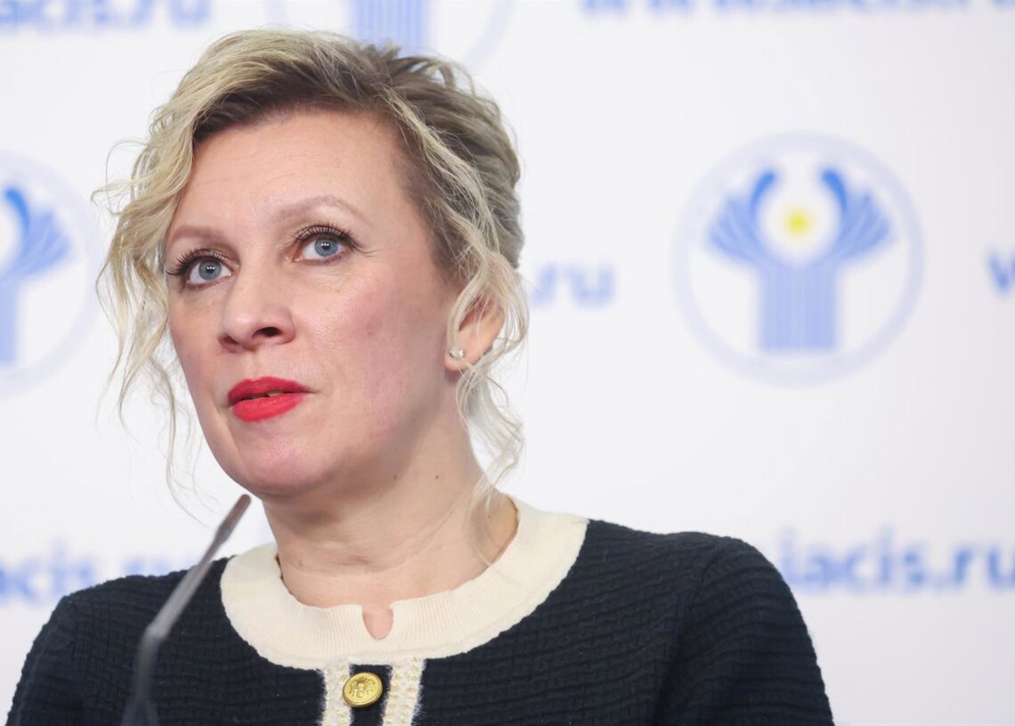La portavoz del Ministerio de Exteriores de Rusia, Maria Zajarova, durante una rueda de prensa en San PetersburgoEuropa Press/Contacto/Peter Kovalev