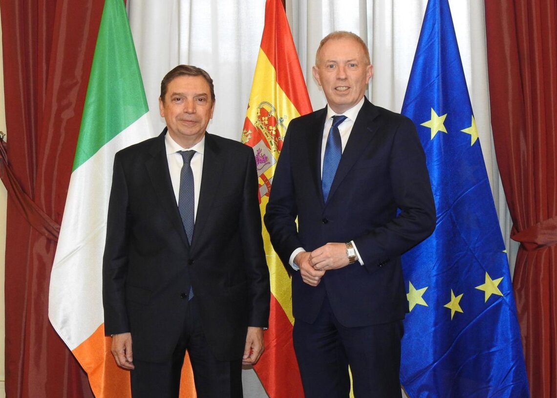El ministro de Agricultura, Pesca y Alimentación, Luis Planas, con el ministro de Estado para Pesca de Irlanda, Timmy Dooley.MINISTERIO DE AGRICULURA
