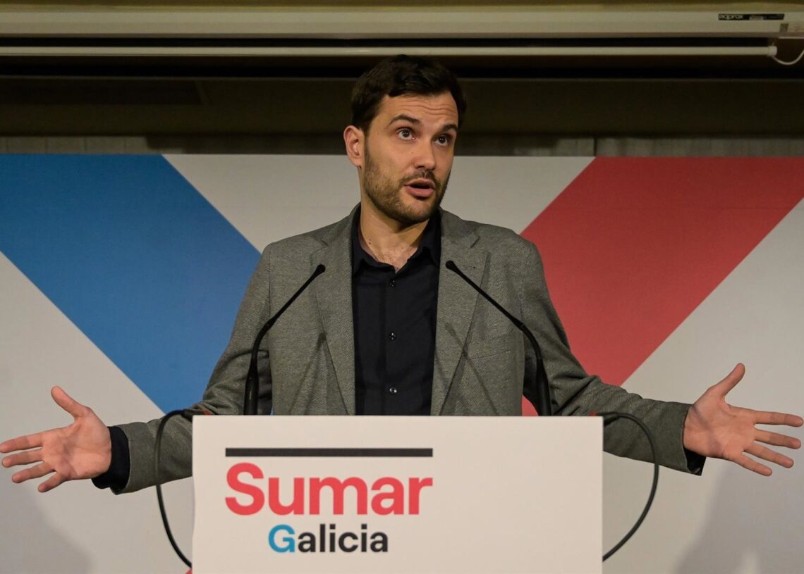 Archivo - El portavoz de Sumar Galicia, Paulo Carlos López, comparece durante el seguimiento de la jornada electoral de los comicios autonómicos de Galicia, en el Hotel Peregrino, a 18 de febrero de 2024, en Santiago de Compostela, A Coruña.M. Dylan - Europa Press - Archivo