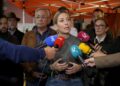 La candidata del PP a la reelección como presidenta de la Junta de Extremadura, María Guardiola, atiende a los medios antes de participar en la XVIII Matanza Didáctica de Peraleda del Zaucejo (Badajoz)PP DE EXTREMADURA