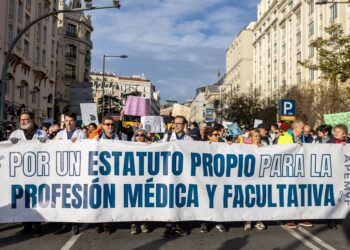 Varias personas durante la manifestación.Ananda Manjón - Europa Press