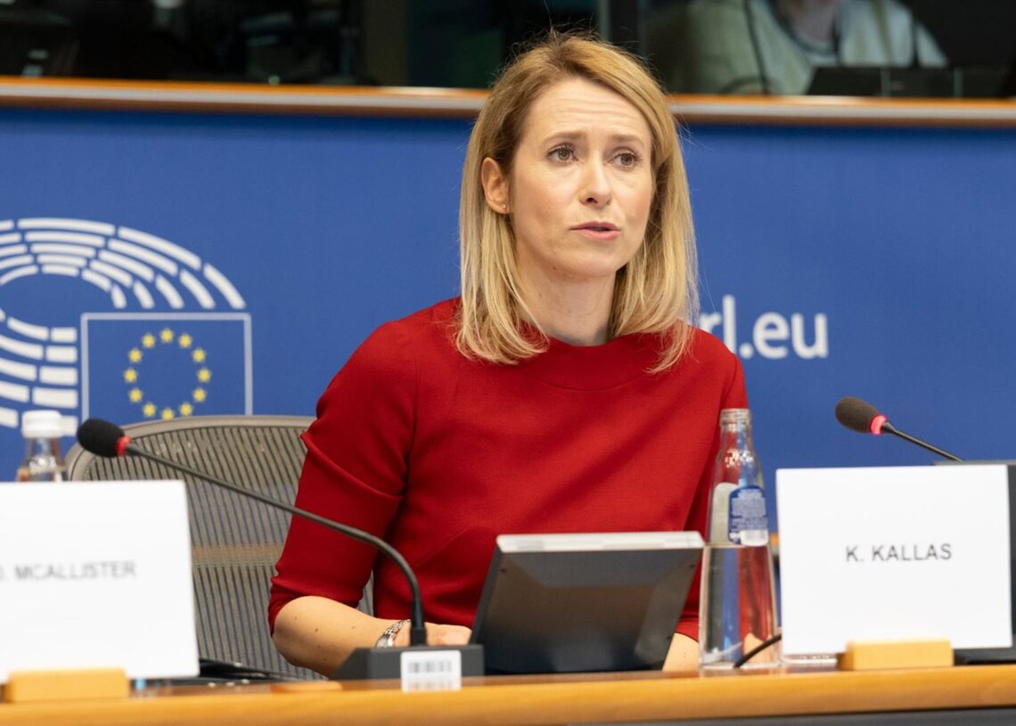 La Alta Representante de la UE, Kaja Kallas, en su intervención en el Parlamento Europeo.PHILIPPE BUISSIN