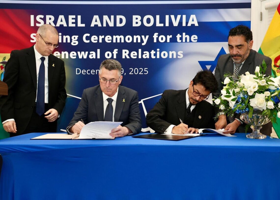 Los ministros de Exteriores de Israel y Bolivia, Gideon Saar (Izq) y Fernando Aramayo (Dcha) en WashingtonGIDEON SAAR EN X