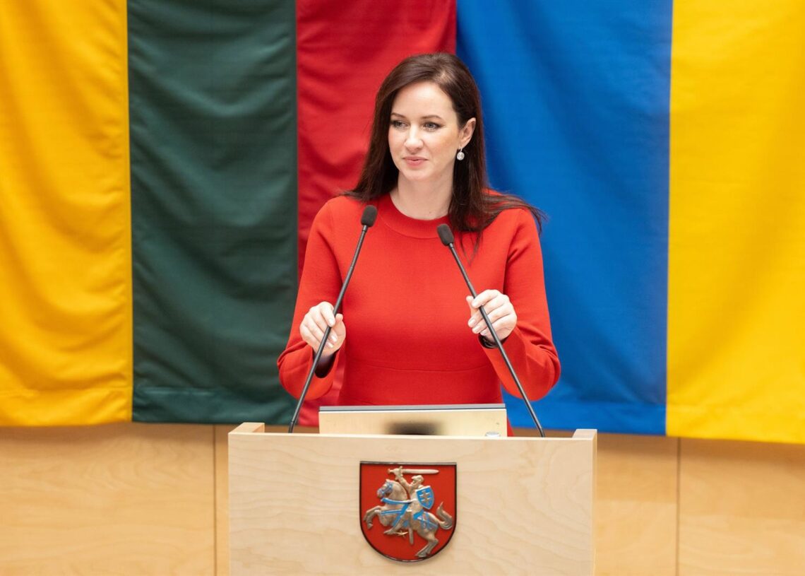 Archivo - La primera ministra lituana, Inga Ruginiene, en una intervención ante el Parlamento nacional.Olga Posa·kova/Lithuanian Parli / DPA - Archivo