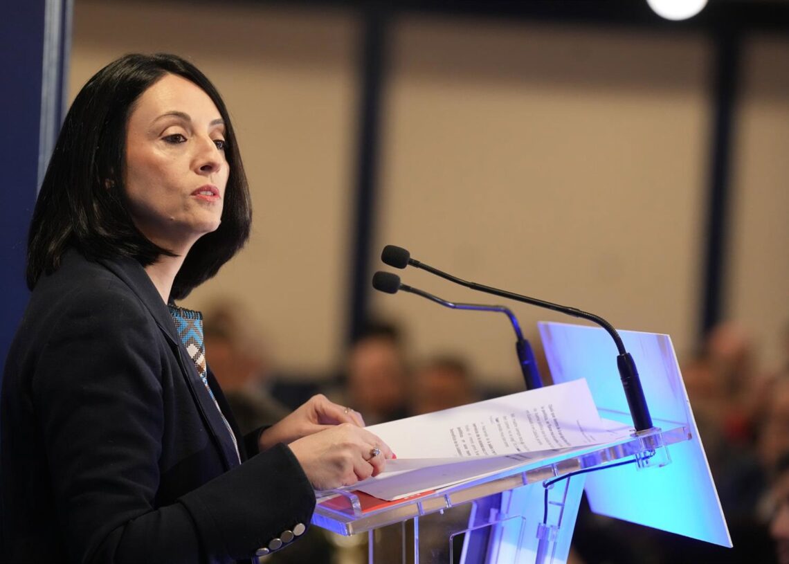 La secretaria de Organización del PSOE, Rebeca Torró, en un desayuno informativo en BilbaoH.BILBAO-EUROPA PRESS