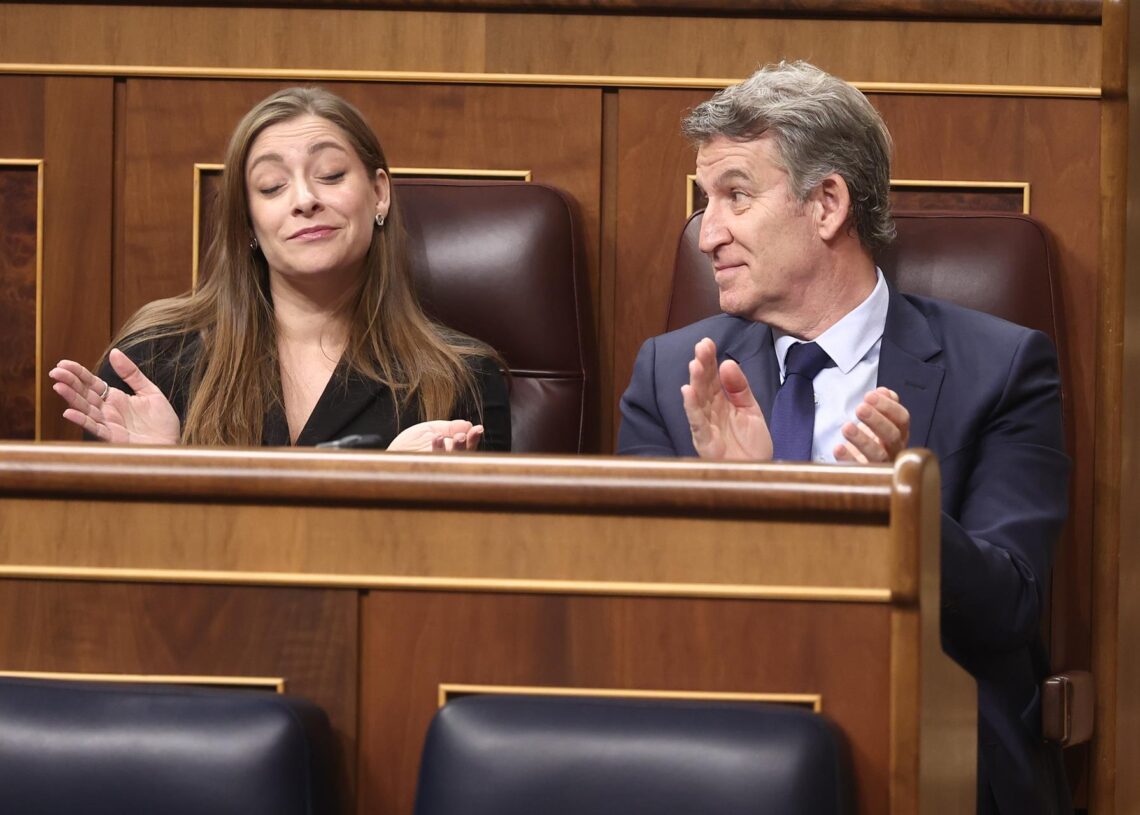 El presidente del PP, Alberto Núñez Feijóo, y la portavoz del PP en el Congreso, Ester MuñozEduardo Parra - Europa Press