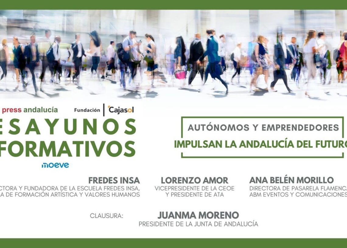 Cartel anunciador del desayuno informativo de Europa Press titulado 'Autónomos y emprendedores impulsan la Andalucía del futuro' que se celebra el 15 de diciembre en Jerez de la Frontera (Cádiz) y que clausura el presidente de la Junta, Juanma MorenoEUROPA PRESS