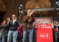 El candidato socialista a la presidencia de la Junta de Extremadura, Miguel Ángel Gallardo, junto al presidente del Gobierno y secretario general del PSOE, Pedro Sánchez, en un acto de campaña en CáceresCARLOS CRIADO/EUROPA PRESS
